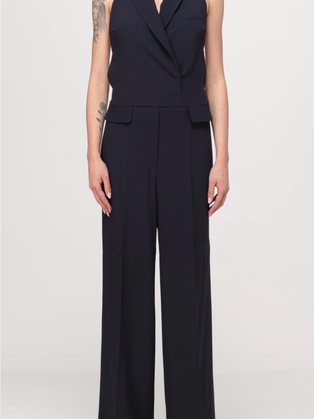 Hugo Boss Sleeveless Wide-Leg Jumpsuit in Black